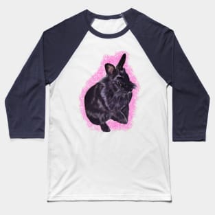 bunny rabbit cute  ebony colored coloured lionhead bunny rabbit with pink background Baseball T-Shirt